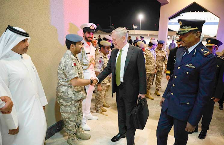 ﻿وزير الدفاع الأمريكي يلتقي أمير قطر ووزير الدفاع اليوم